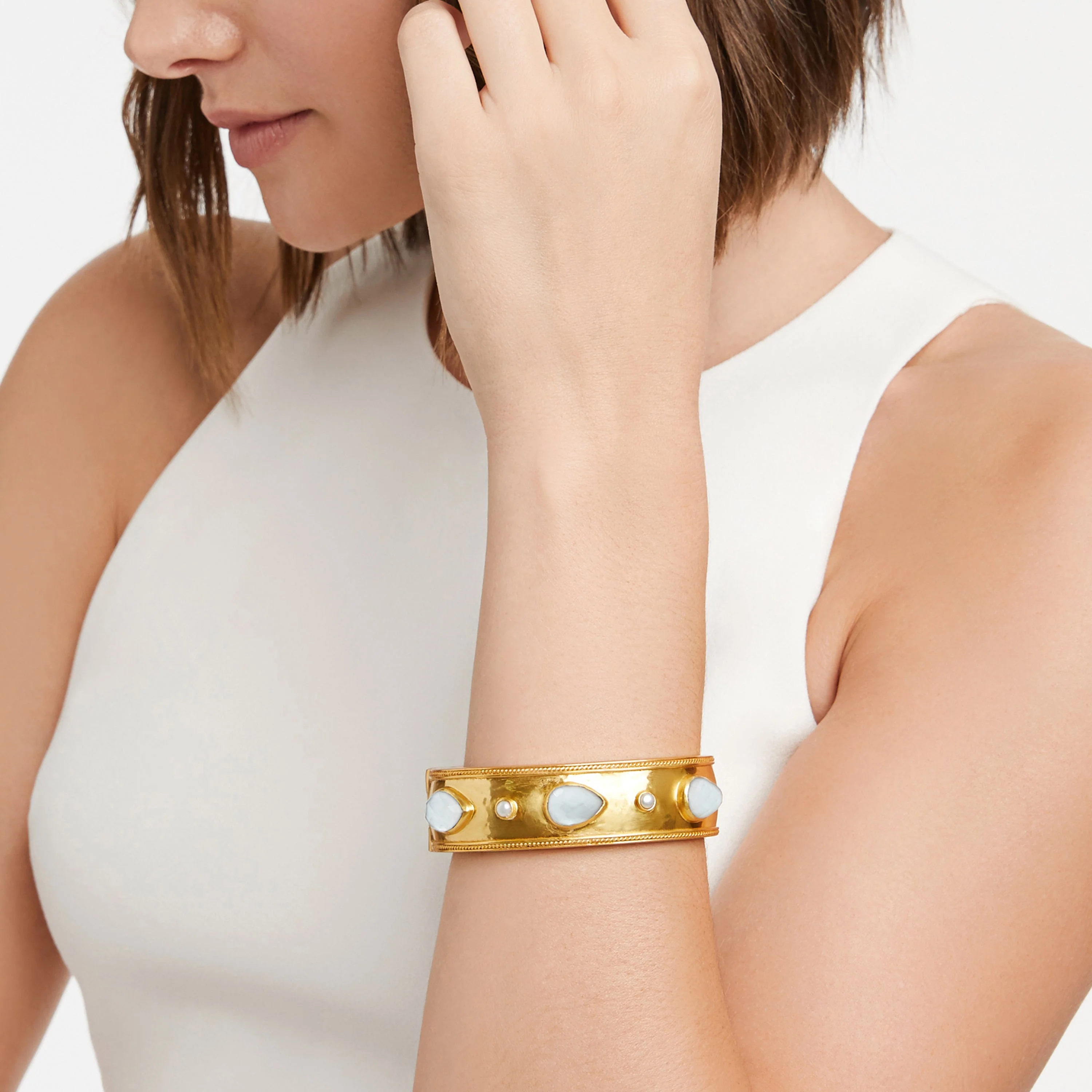 Cannes Stone Statement Hinge Bangle - Image 3